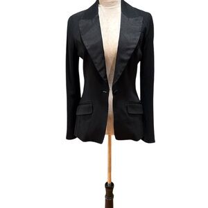 Diane Von Furstenberg Black Tailored Blazer with Satin Lapels